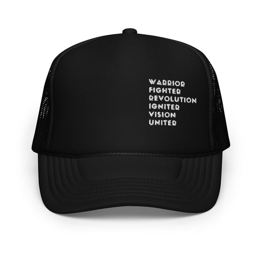 Warrior. Fighter. Revolution Igniter. Foam trucker hat
